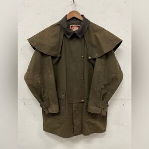 Vintage Australian Outback Collection Brown Oilskin and Waxed Cotton Coat, M